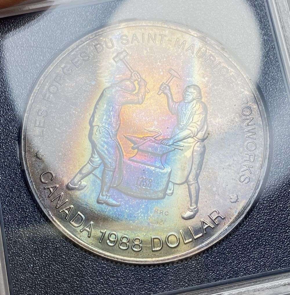 Toned 1988 Canada Silver Dollar (1 of 3)