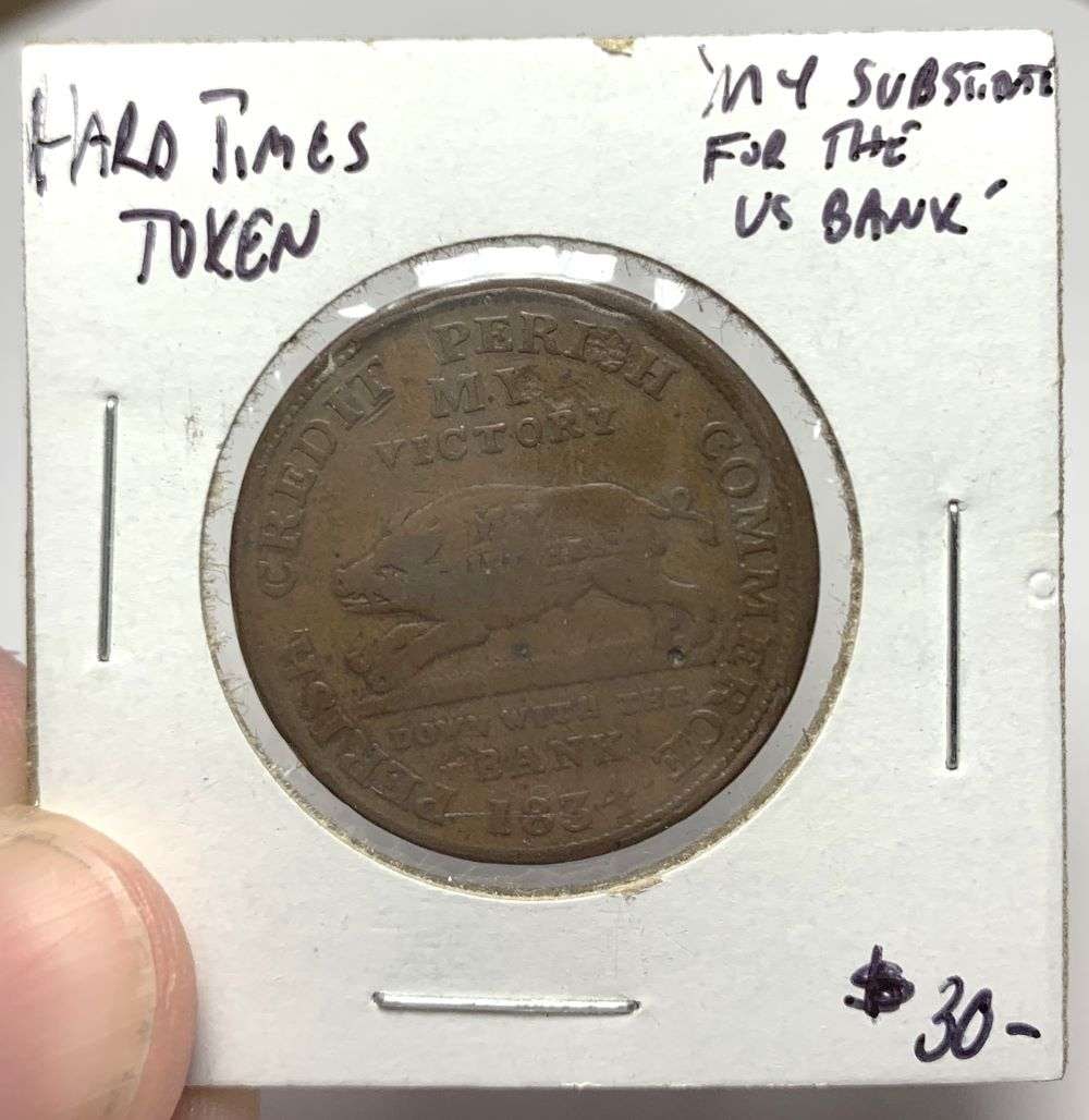 1834 "Running Boar" Hard Times Token (1 of 3)