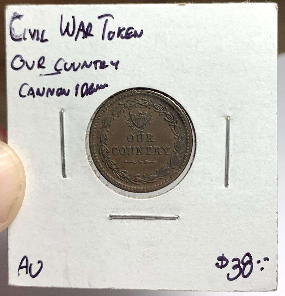 1863 "Our Country / Crossed Cannons" Civil War Patriotic Token (1 of 3)