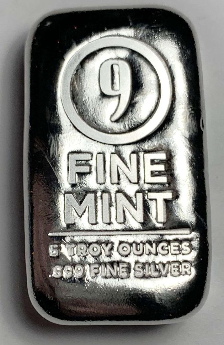 9 Fine Mint 5 ozt .999 Silver Bar (1 of 5)