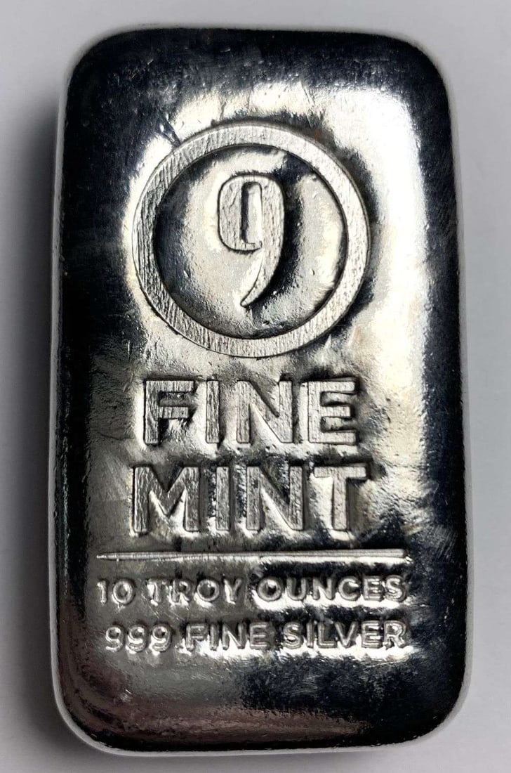 9 Fine Mint 10 ozt .999 Silver Bar (1 of 5)