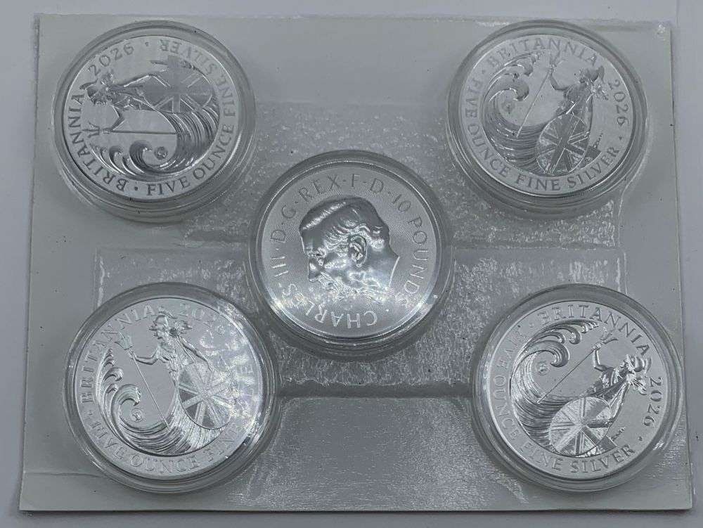 Rare Mintage 50,000! Sealed Mint 2026 Britannia 25 ozt Silver (5-coins) (1 of 4)