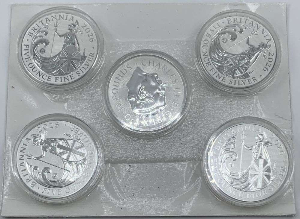 Rare Mintage 50,000! Sealed Mint 2026 Britannia 25 ozt Silver (5-coins) (1 of 4)
