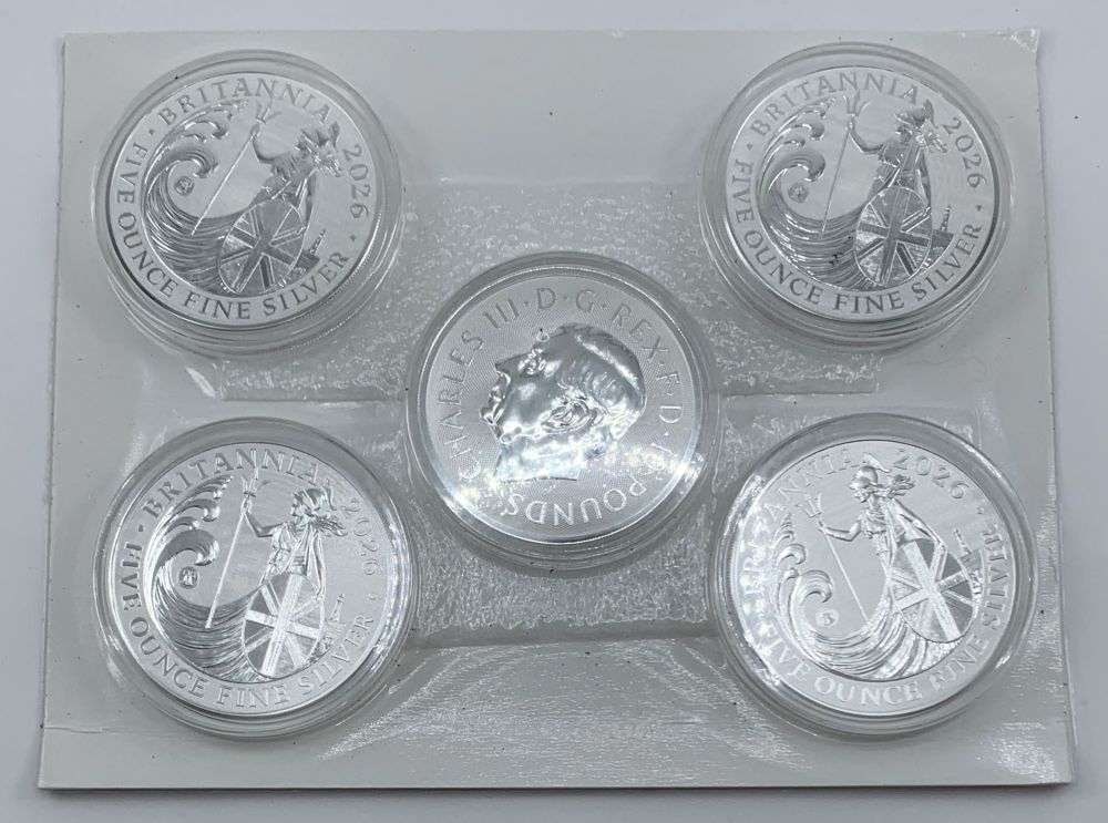 Rare Mintage 50,000! Sealed Mint 2026 Britannia 25 ozt Silver (5-coins) (1 of 4)