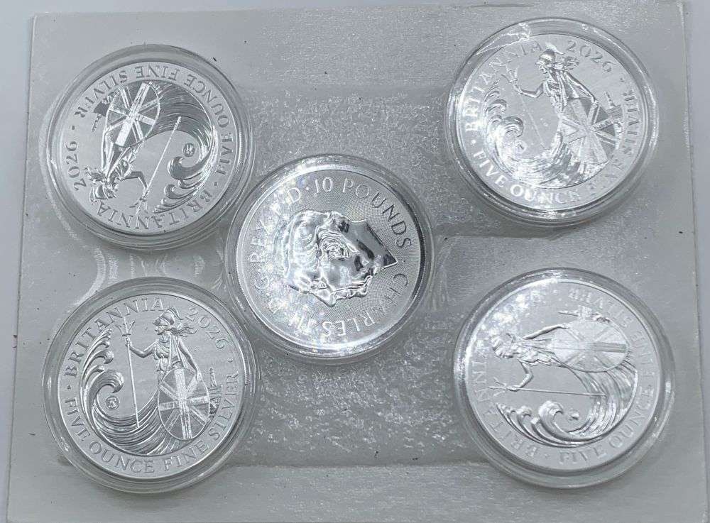 Rare Mintage 50,000! Sealed Mint 2026 Britannia 25 ozt Silver (5-coins) (1 of 4)