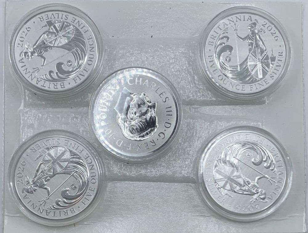 Rare Mintage 50,000! Sealed Mint 2026 Britannia 25 ozt Silver (5-coins) (1 of 4)