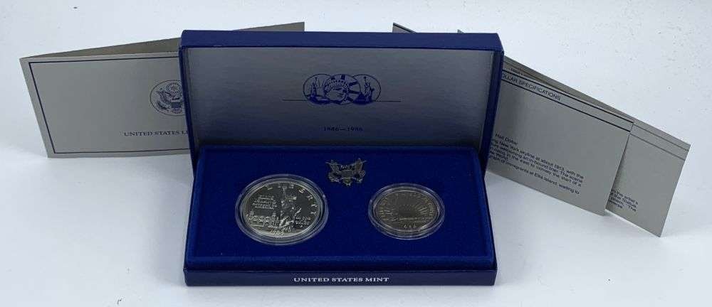 1986-D United States Statue Of Liberty Commencement Proof Set (2-coins) OGP: Winner shall receive the exact set (2-coins) shown here. (MR/PR)