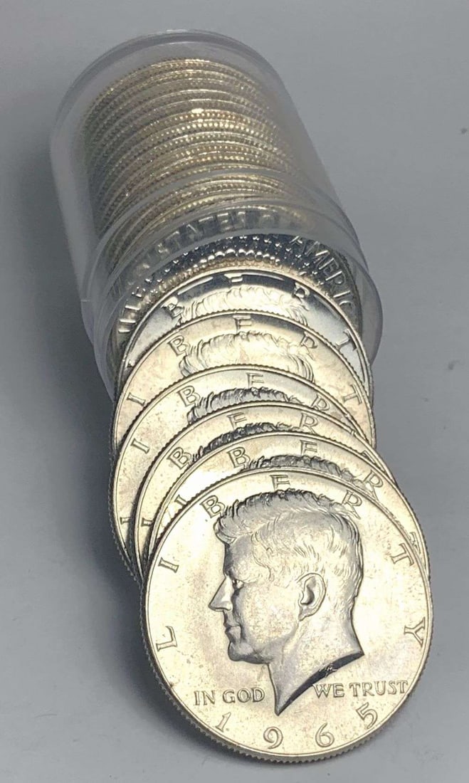 Incredibly High Grade Original Roll (20) 1965 Kennedy Silver Half Dollars (1 of 3)