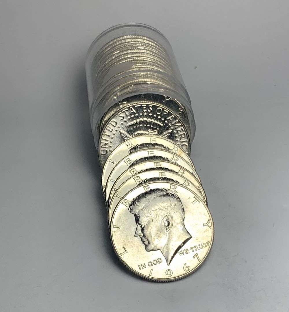 Incredibly High Grade Original Roll (20) 1967 Kennedy Silver Half Dollars (1 of 3)