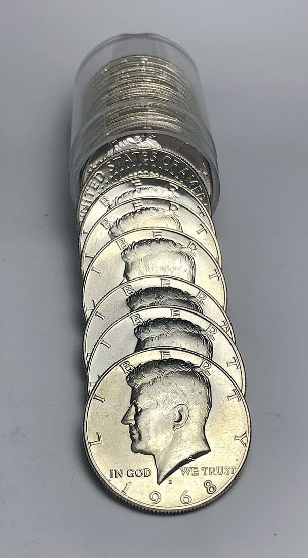 Incredibly High Grade Original Roll (20) 1968-D Kennedy Silver Half Dollars: If you were lucky enough to find one of these coins in this exact roll shown here and it went MS67+, it would be worth $3,750 according to the PCGS priceguide on September 8th, 2026. Winner shall rece