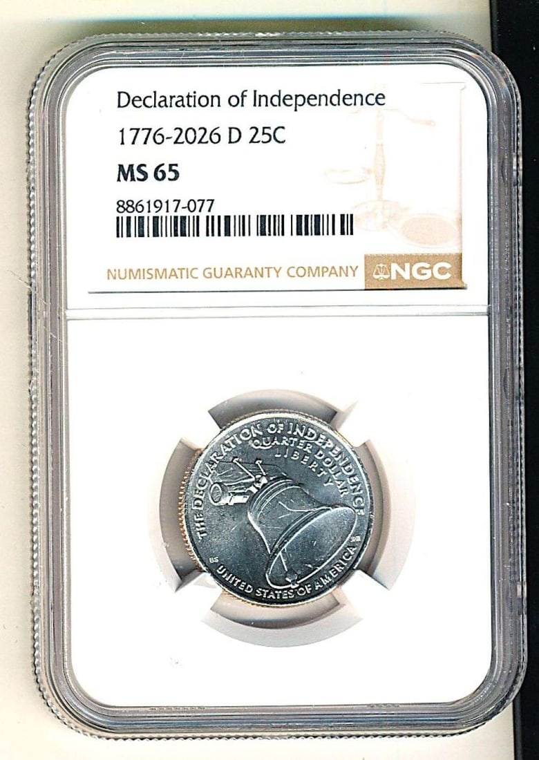 1776-2026-D Declaration of Independence Quarter NGC MS65: Winner shall receive the exact coin shown here. (NH/TVC=B)