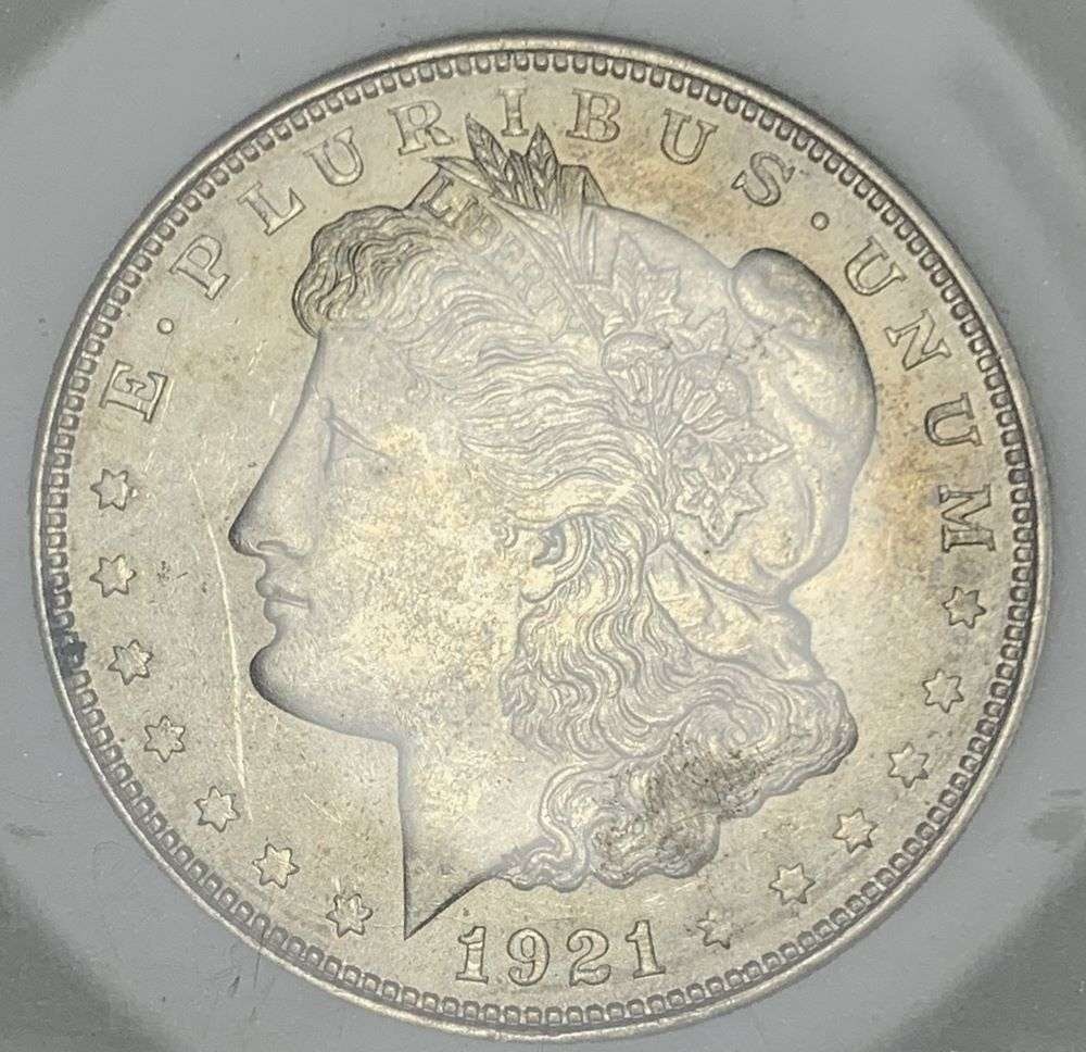 1921 Morgan Silver Dollar ANI MS64: IMPORTANT NOTE: We do not agree with the grade provided with this "off-brand" grading company. Winner shall receive the exact coin shown here. (NH/TVC=B)