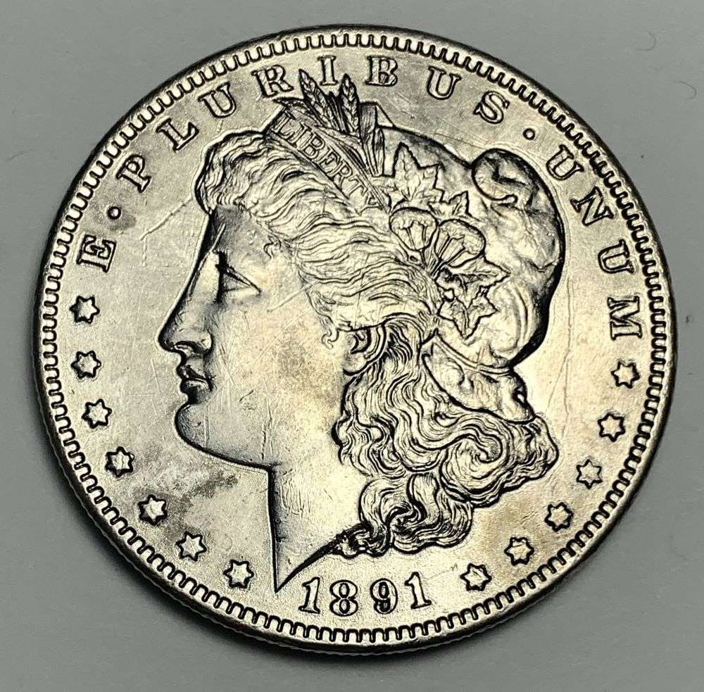 1891-CC Morgan Silver Dollar AU50 Details (1 of 2)