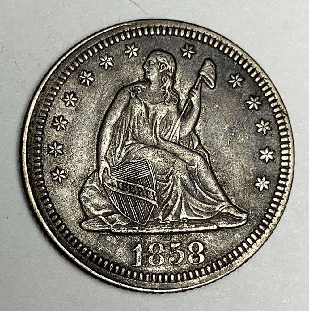 1858 Seated Liberty Silver Quarter MS62 (1 of 2)