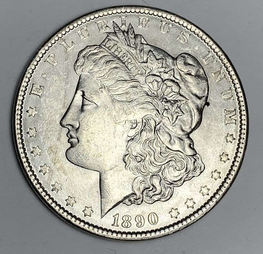 1890 Morgan Silver Dollar MS63: Winner shall receive the exact coin shown here. (NH/B)