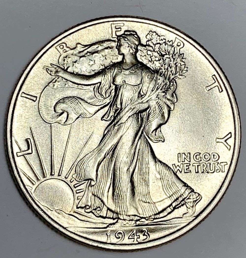 1943 Walking Liberty Silver Half Dollar MS66: Winner shall receive the exact coin shown here. (NH/B)