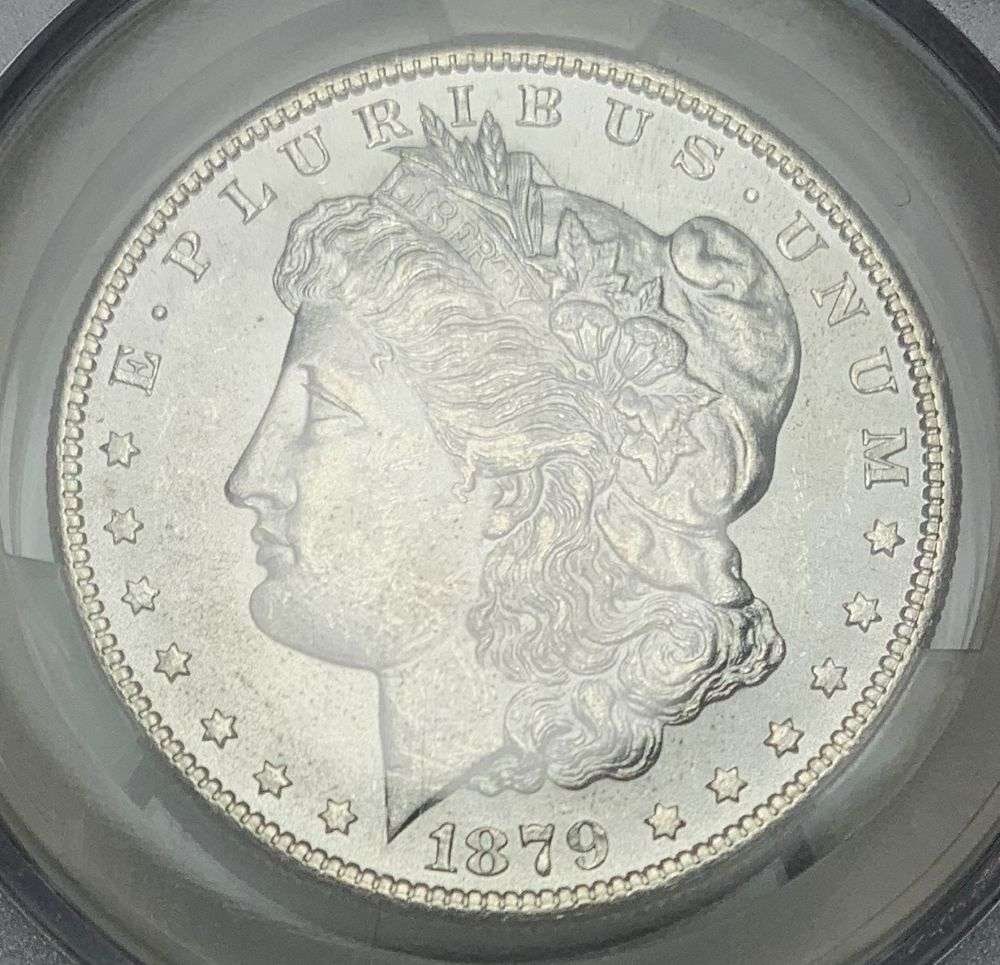 1879-S Morgan Silver Dollar CAC MS64: Winner shall receive the exact coin shown here. (MR/TVC=LUB)