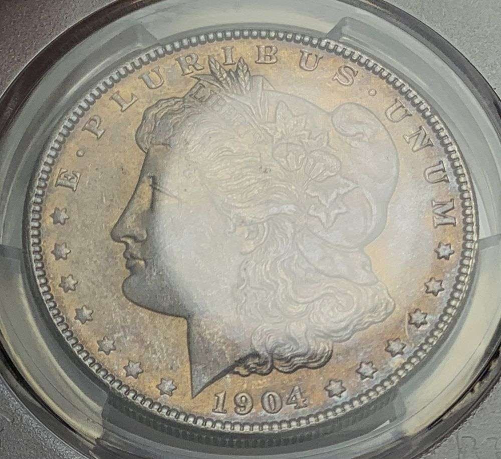 Toned 1904 Morgan Silver Dollar PCGS MS63 (1 of 4)