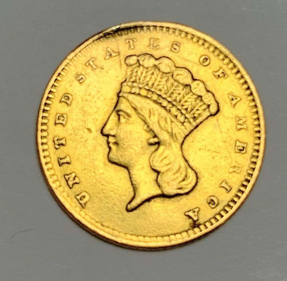 Last Minute Gold! 1856 Indian Princess Gold Dollar Type 3 AU58 Details: Winner shall receive the exact coin shown here. (MR/B)