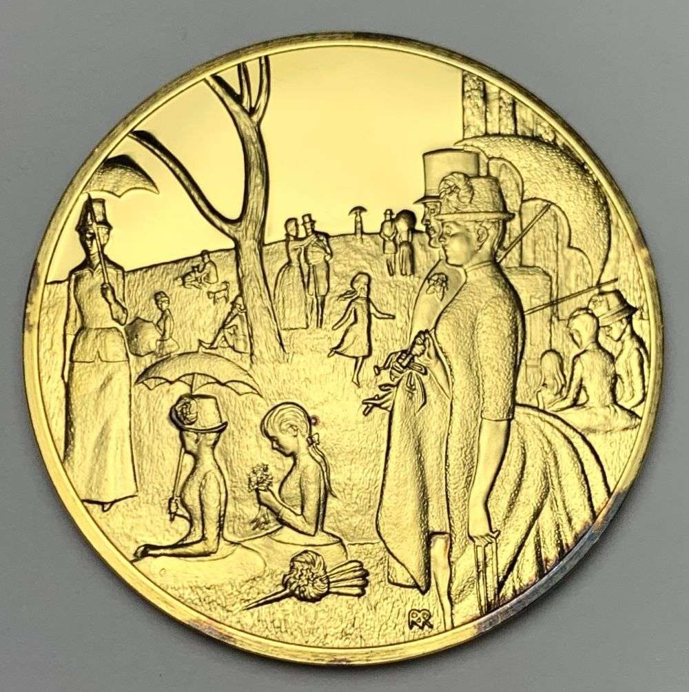 Vintage 1886 A Sunday Afternoon On The Grande Jatte 24k Gold over Sterling Silver 2.130 ozt: Winner shall receive the exact coin shown here. (MR/B)