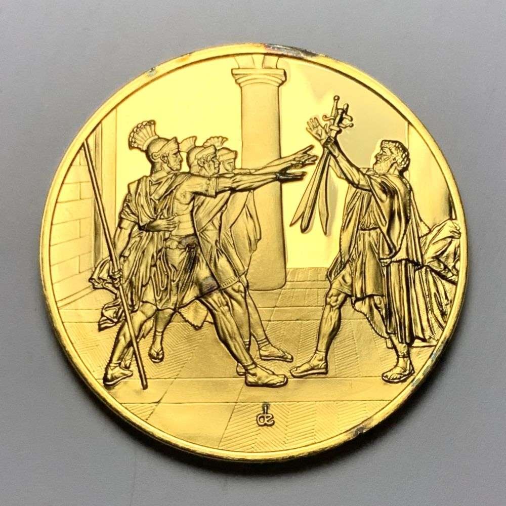 Last Minute Gold! Vintage 1784 Oath of the Horatii 24k Gold Over Sterling Silver 2.145 ozt: Winner shall receive the exact coin shown here. (MK/B)