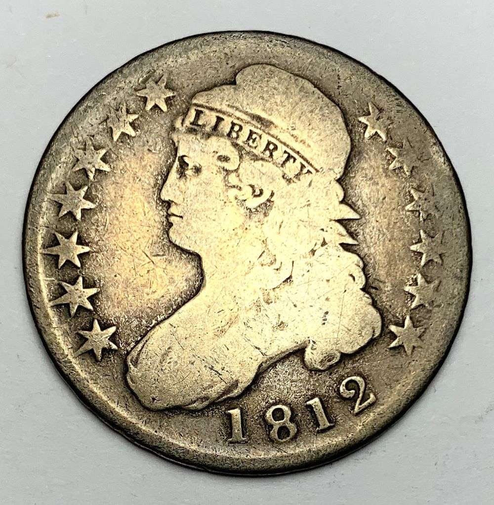 1812-Small 8 Capped Bust Silver Half Dollar VG (1 of 2)