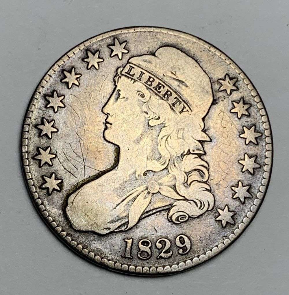 1829 Small Letters Capped Bust Silver Half Dollar VF (1 of 2)