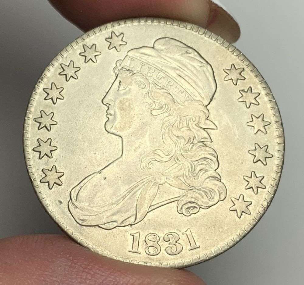 1831 Capped Bust Silver Half Dollar AU55 (1 of 2)