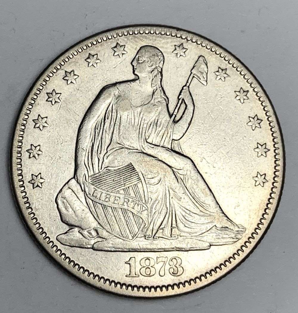 1873 Seated Liberty Silver Half Dollar AU55 (1 of 2)