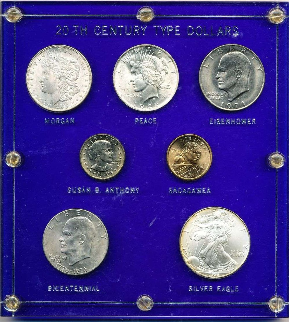 Mixed Date 20th Century Type Dollar Set (7-coins): This is the story about two coin dealers, a partnership. One, the largest bullion dealer north of San Francisco, and the other, the largest rare coin dealer north of San Francisco. Together, their sho