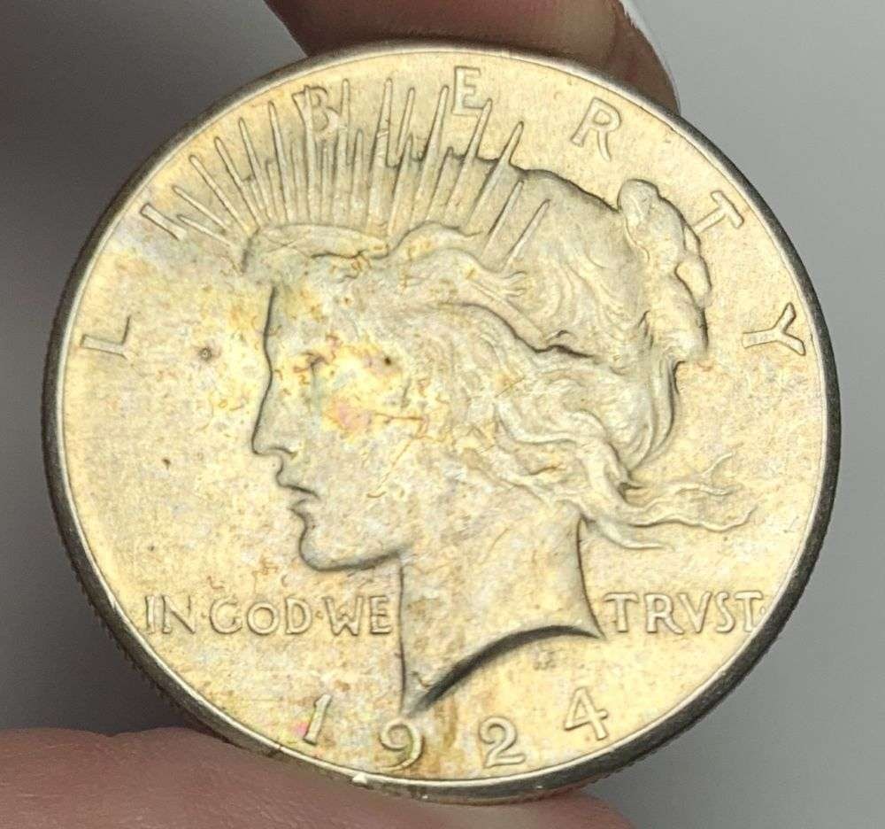 1924-S Peace Silver Dollar MS63: Winner shall receive the exact coin shown here. (MR/RB)