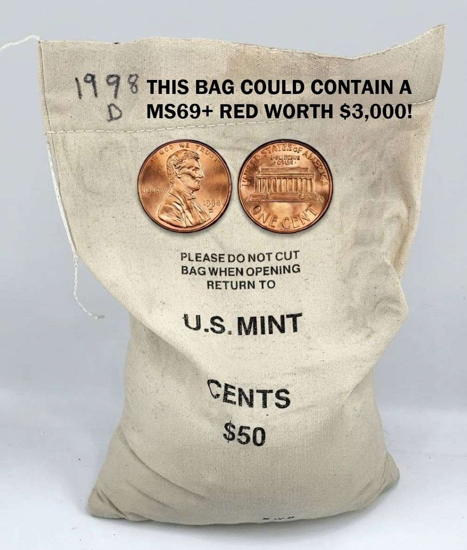 Mint Sewn Bag 1998-D Lincoln cents (5,000-coins)- Possible $3,000 Penny?: Are you ready to crack the seal on an absolute time capsule and embark on a true treasure hunt? This is your rare opportunity to acquire a pristine mint-sewn bag containing a massive, unsearched hoard