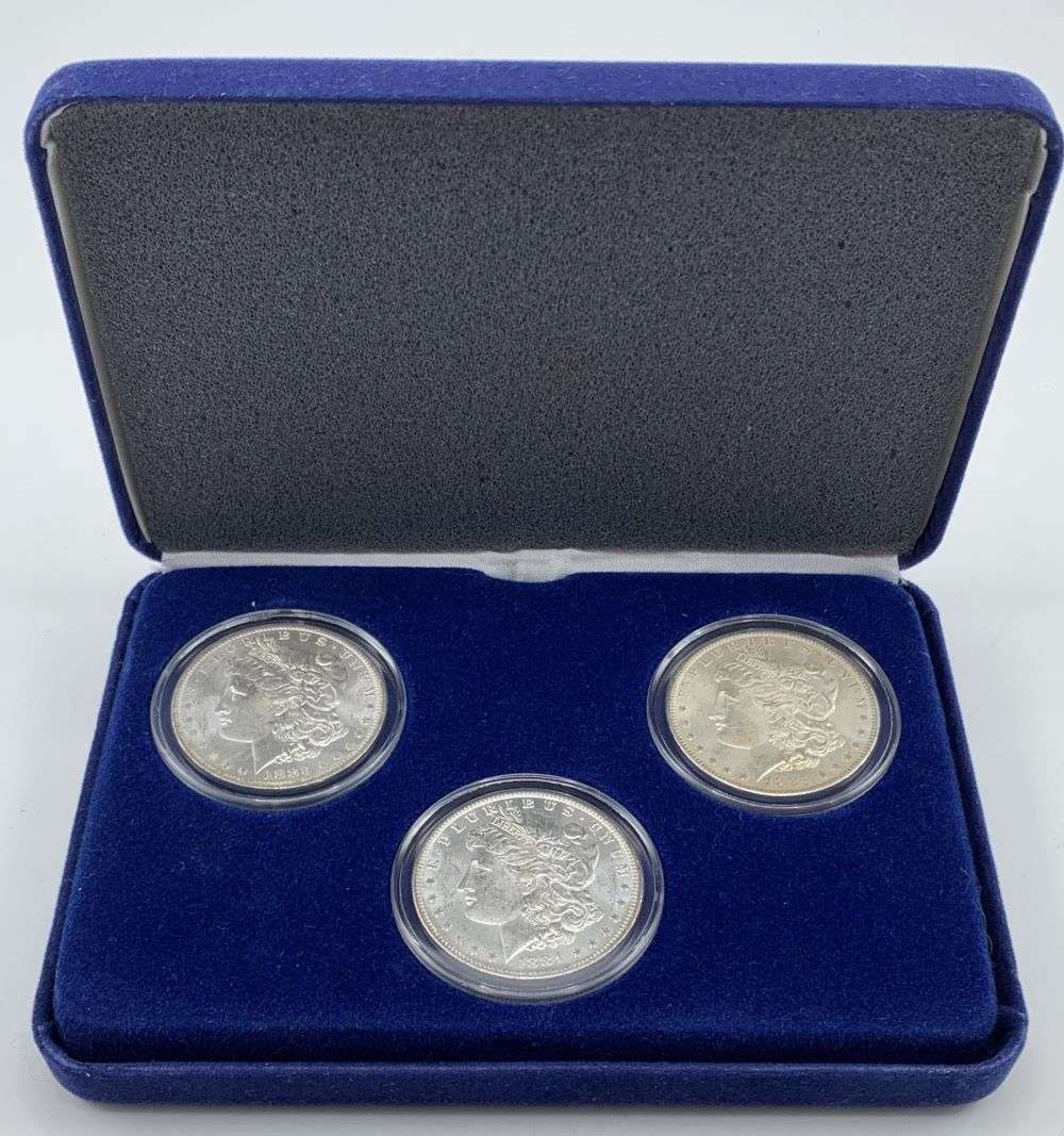 BU Set (3-Coins) 1883-1885-O Morgan Silver Dollars: Winner shall receive the exact set (3-coins) shown here. (NH/LRB)