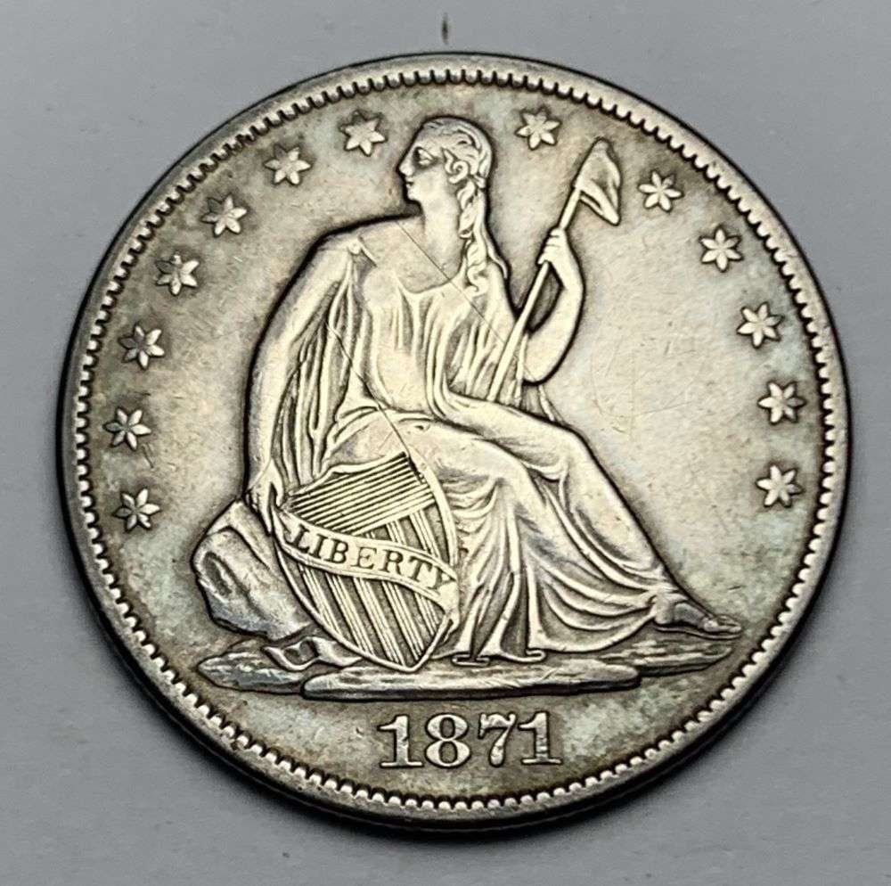1871-S Seated Liberty Silver Half Dollar AU53: Winner shall receive the exact coin shown here. (NH/LBB)