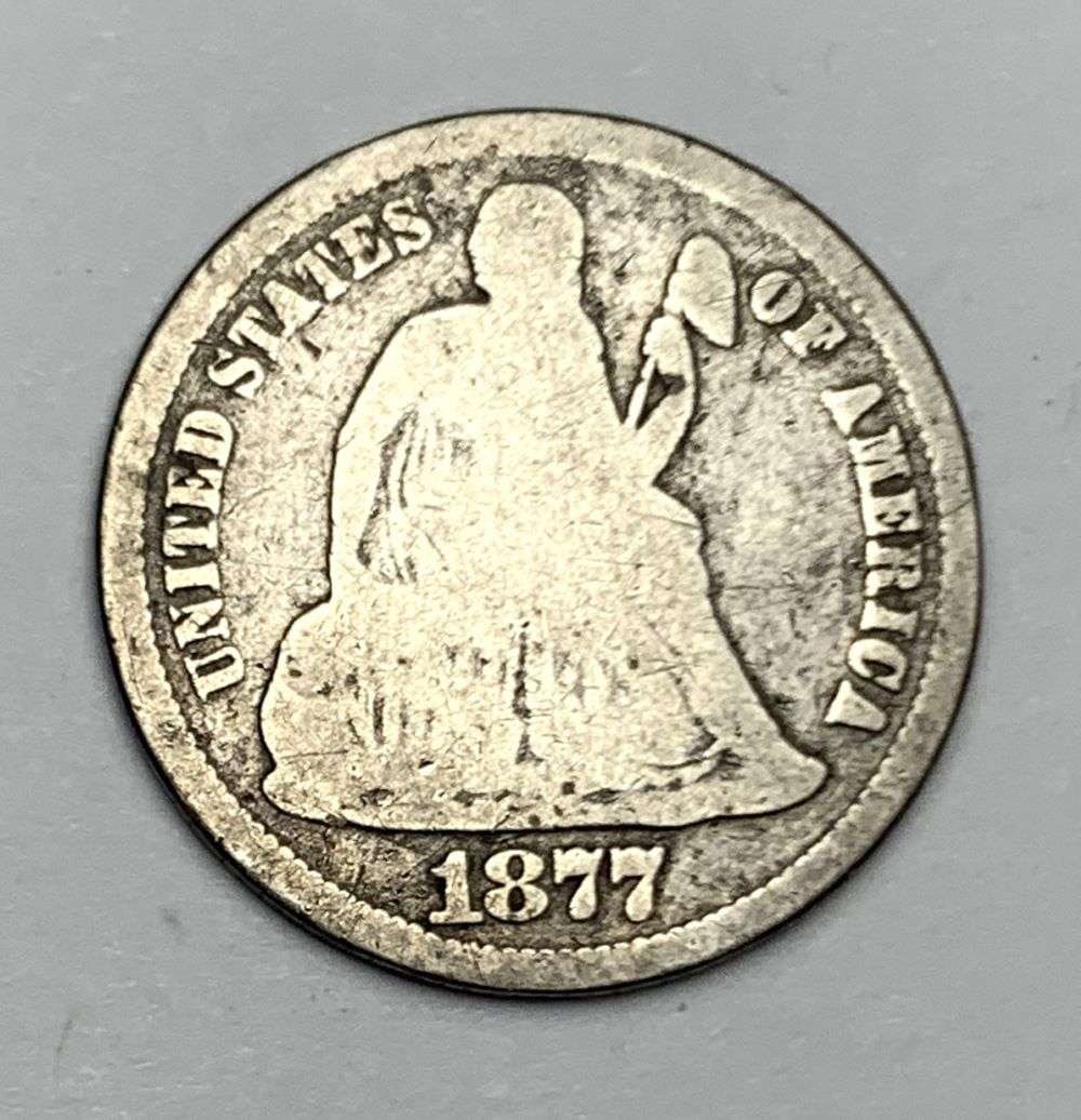 1877-CC Seated Liberty Silver Dime VG: Winner shall receive the exact coin shown here. (NH/ER)
