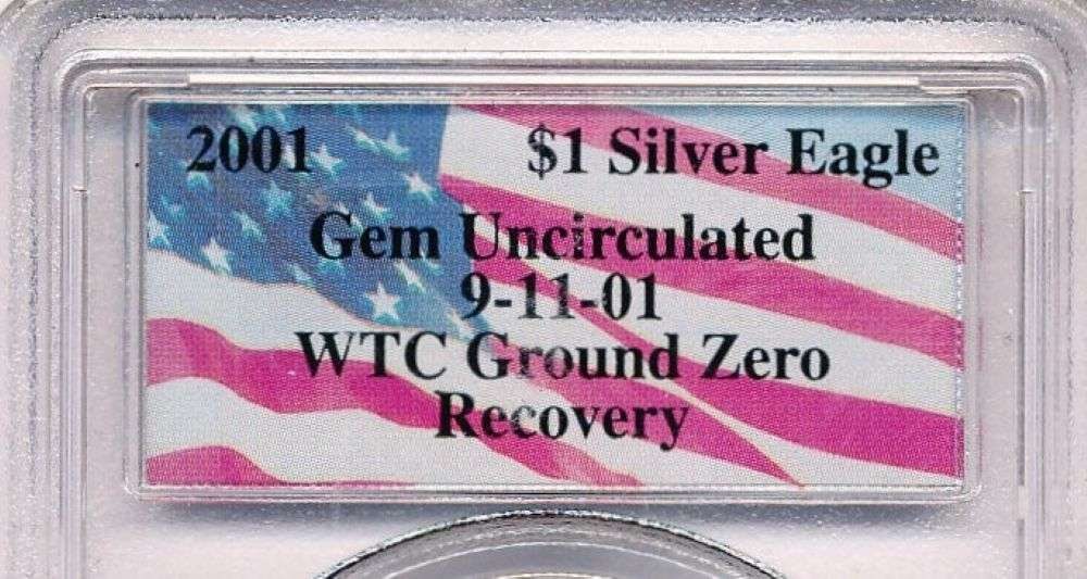 Last Minute Silver! Actual 9/11 Ground Zero 2001 American Silver Eagle 1 ozt: Winner shall receive the exact coin shown here. (MR/UBB)