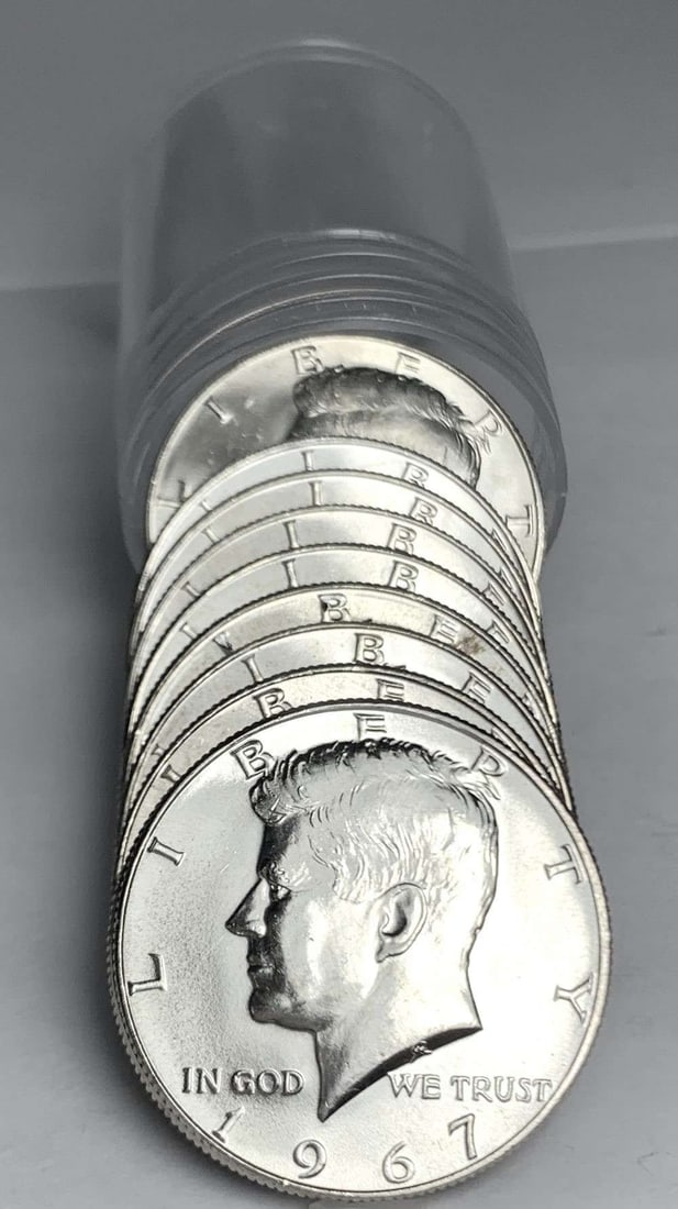 Original Roll (10-coins) 1967 Kennedy Silver Half Dollars: It is possible you could find a pristine specimen in this roll, and if it graded MS67+ through PCGS, it could be worth an amazing $4,500 according to the PCGS Price Guide as of September 2026. The win