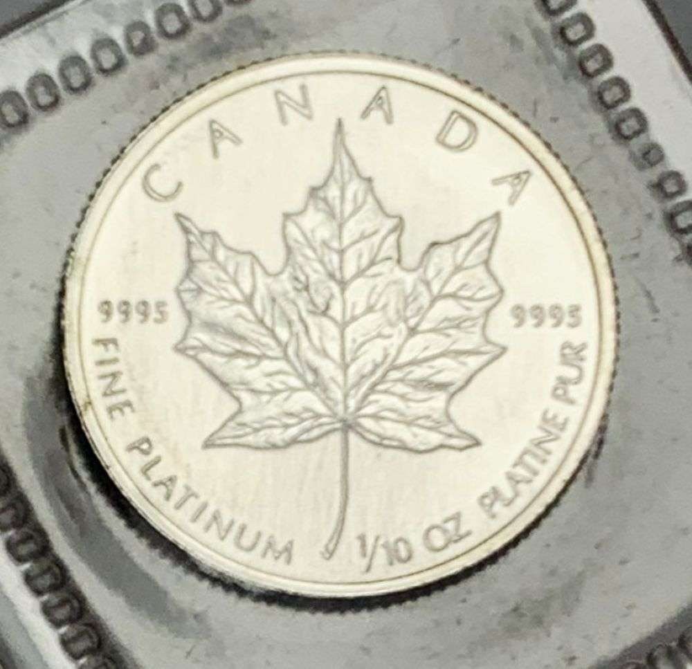 1992 Canadian $5 Maple Leaf 1/10 ozt .999 Platinum: Winner shall receive the exact coin shown here. (MR/LFR)