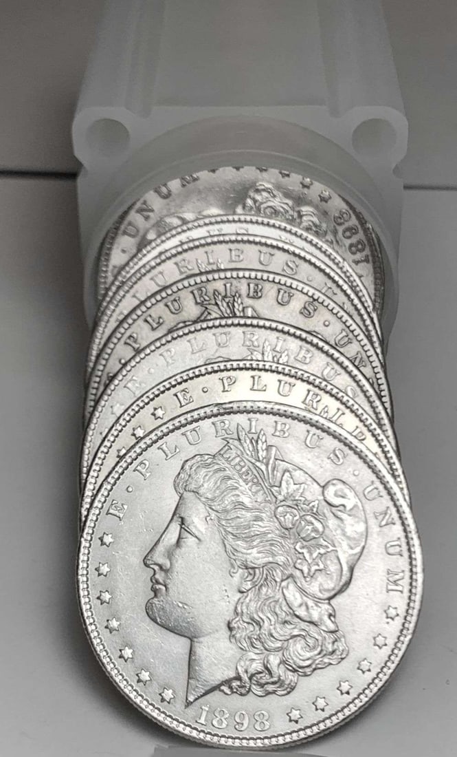 Mixed BU Roll (20-coins) Morgan Silver Dollars: Winner shall receive the exact roll (20-coins) shown here. (NH)