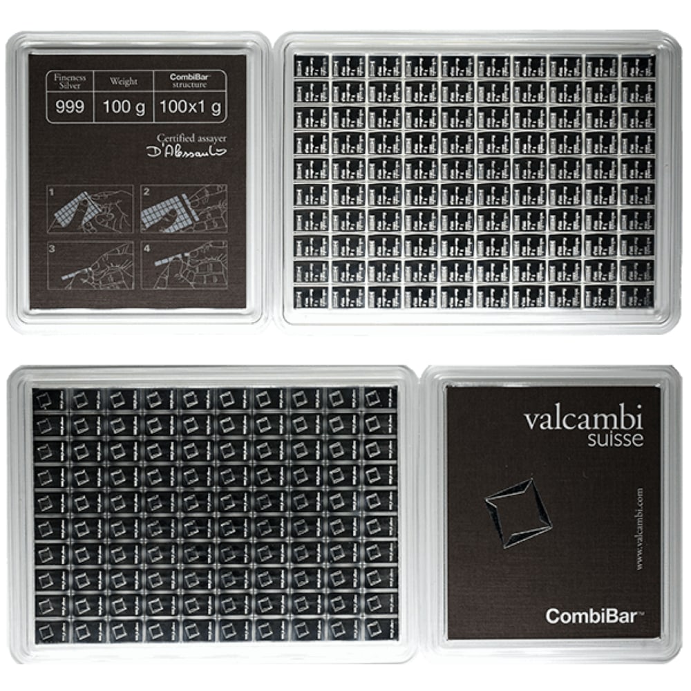 Last Minute! (10) 100x1g .999 Silver Valcambi Combibar: Please Allow 2-4 Weeks For Delivery