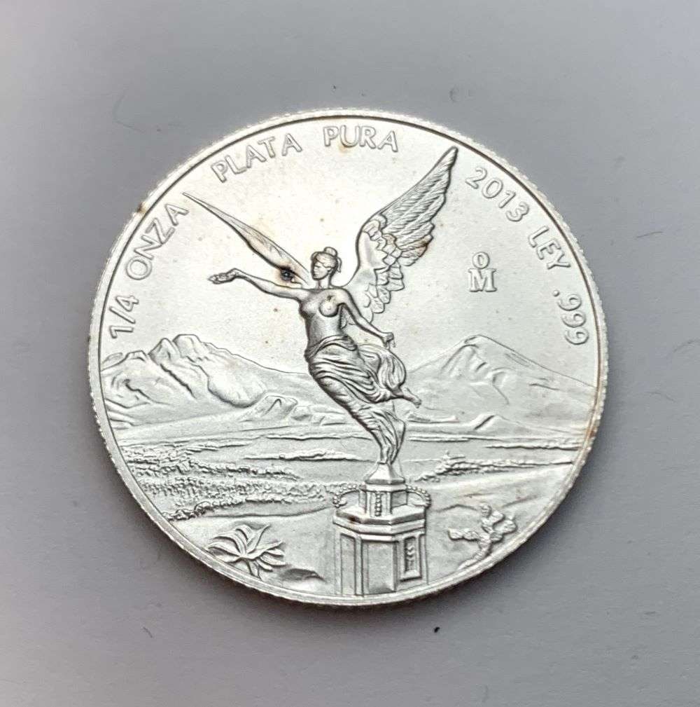 2013 Mexican Libertad 1/4 ozt .999 Silver: Winner shall recieve the exact coin shown here. (BD/UB)