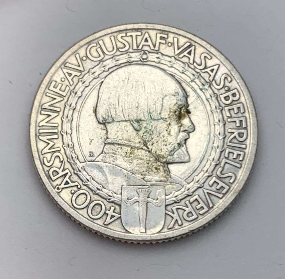1921 Sweden Silver 2 Kronor AU (0.3858 ASW): Winner shall recieve the exact coin shown here. (BD/UB)