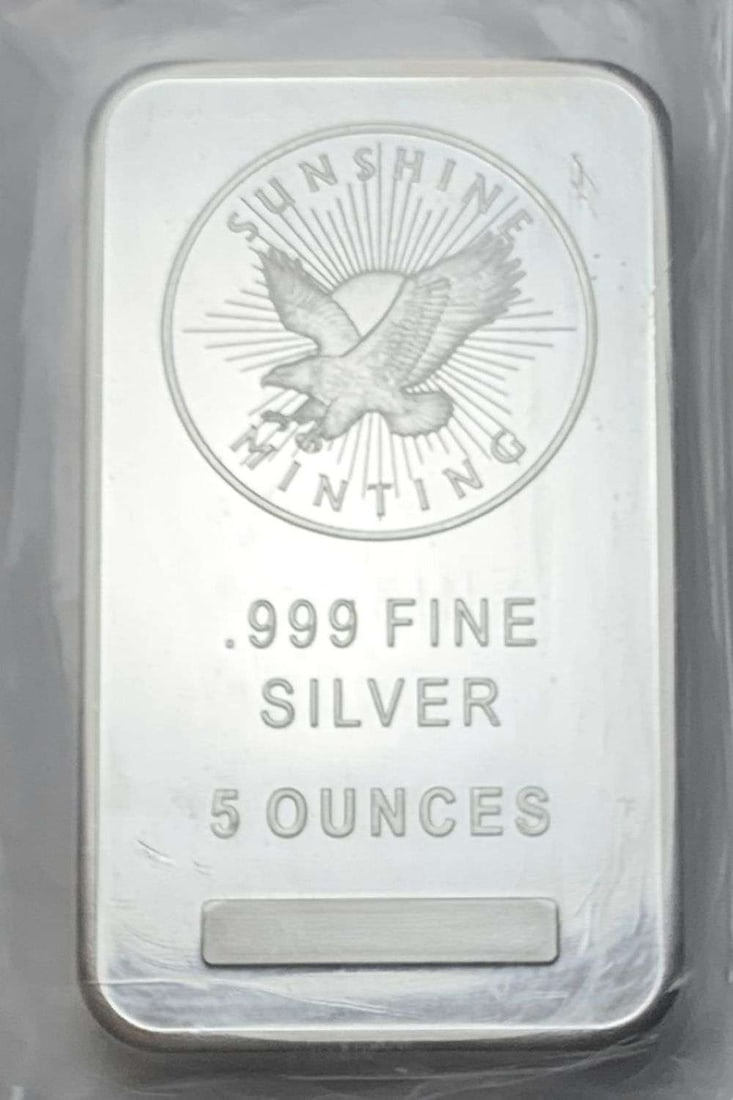 Last Minute Silver! Sunshine Minting 5 ozt .999 Silver Bar: Winner shall receive the exact bar shown here. (NH/UFR)