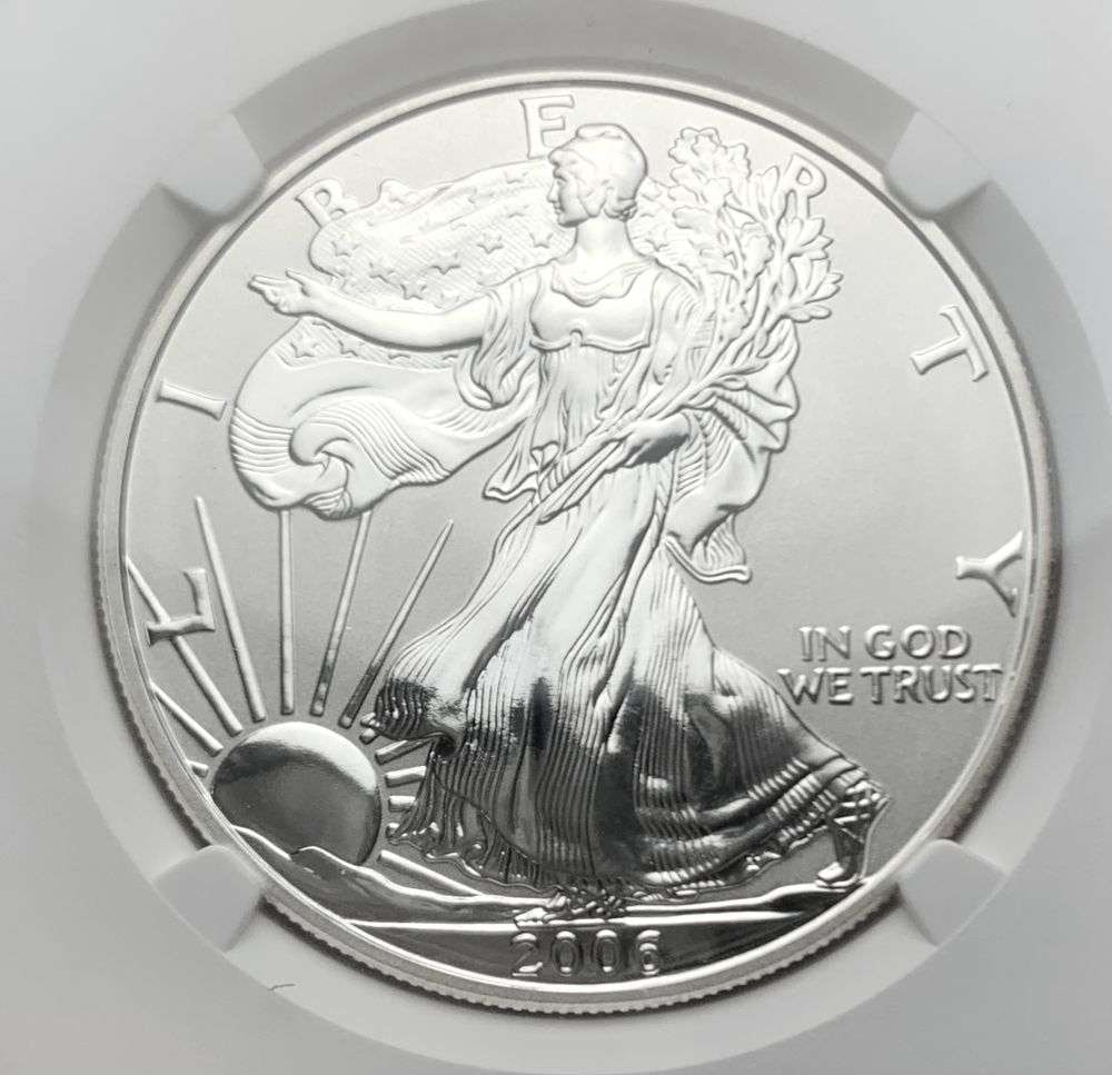 2006-P American Silver Eagle NGC Reverse PF70 20th Anniversary: Winner shall receive the exact coin shown here. (NH/LPB)
