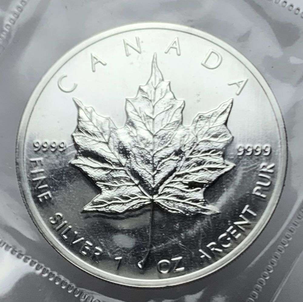 1989 Canada $5 Maple Leaf 1 ozt .9999 Silver OGP: Winner shall receive the exact coin shown here. (NH/RB)