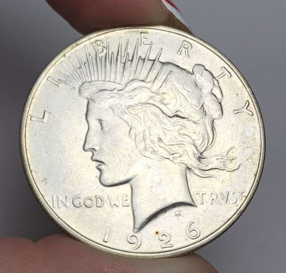 1926-D Peace Silver Dollar MS62: Winner shall receive the exact coin shown here. (MR/PE)