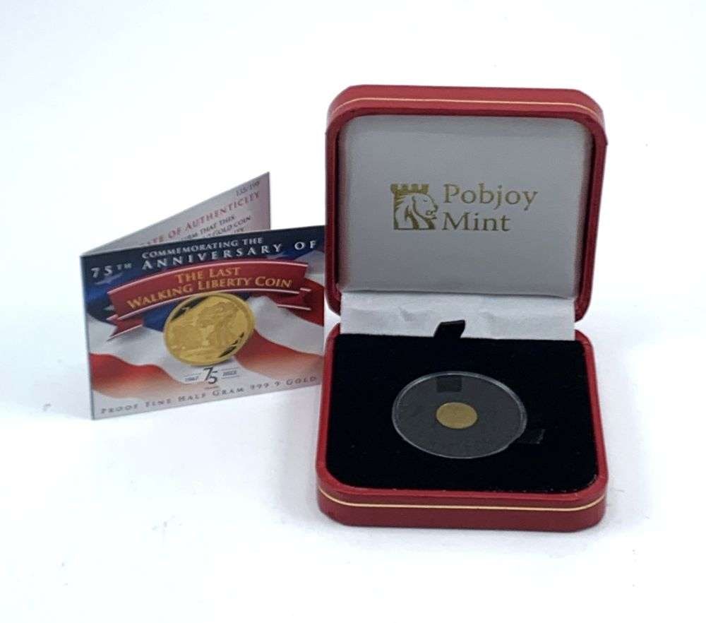 2022 The Last Walking Liberty 75th Anniversary Commemorative Proof 0.5g .9999 Gold: Winner shall receive the exact coin shown here. (MR/RB)