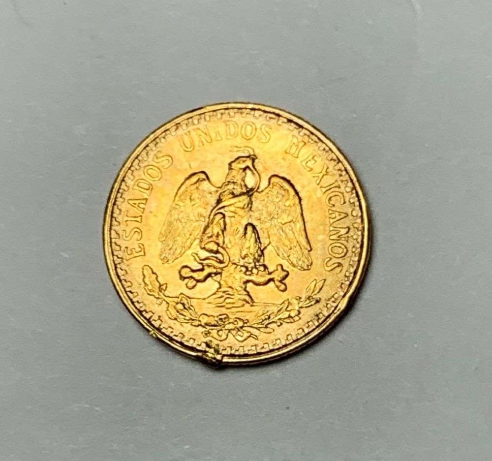 1945 Mexican Gold Dos Pesos .0482 ozt AGW: Winner shall receive the exact coin shown here. (MR/LUR)