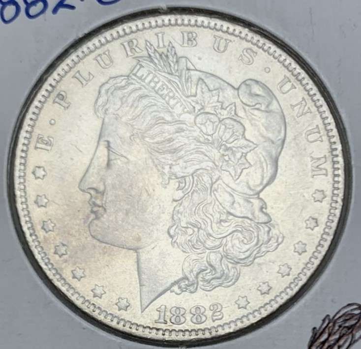 Vintage Flip 1882-O Morgan Silver Dollar MS62 Details: Winner shall receive the exact coin shown here. (NH/OB)