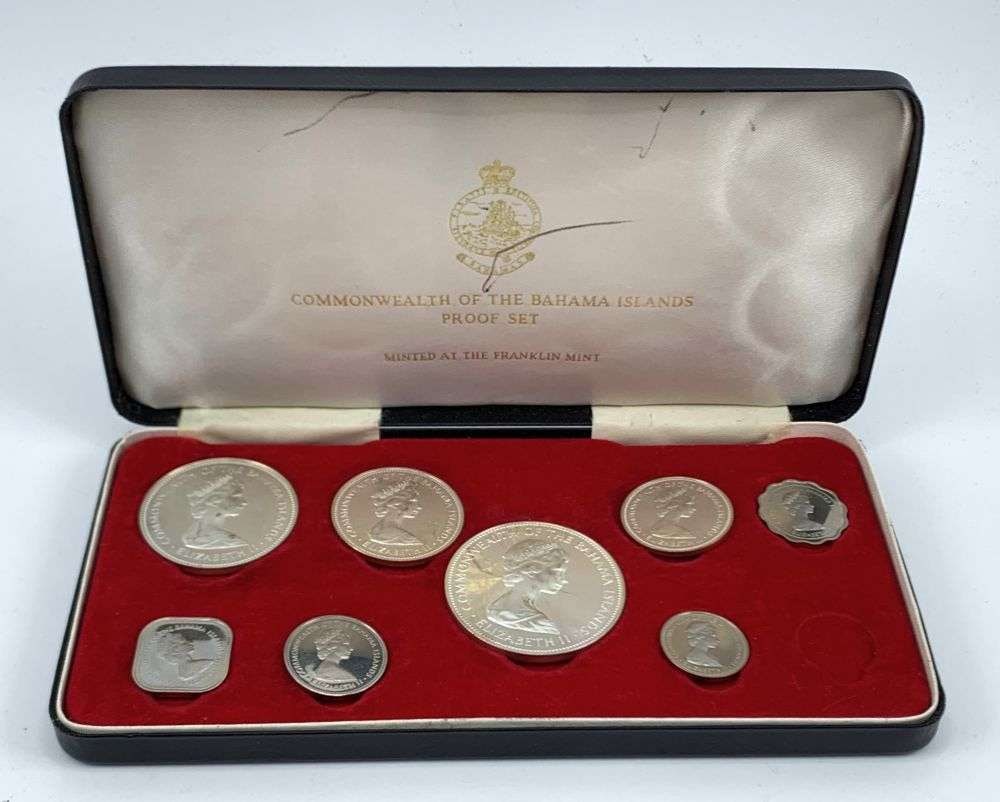 1971 Common Wealth of the Bahamas Island Proof Set 2.872 ozt ASW (8-coins): Winner shall receive the exact set (8-coins) shown here. (MR/B)